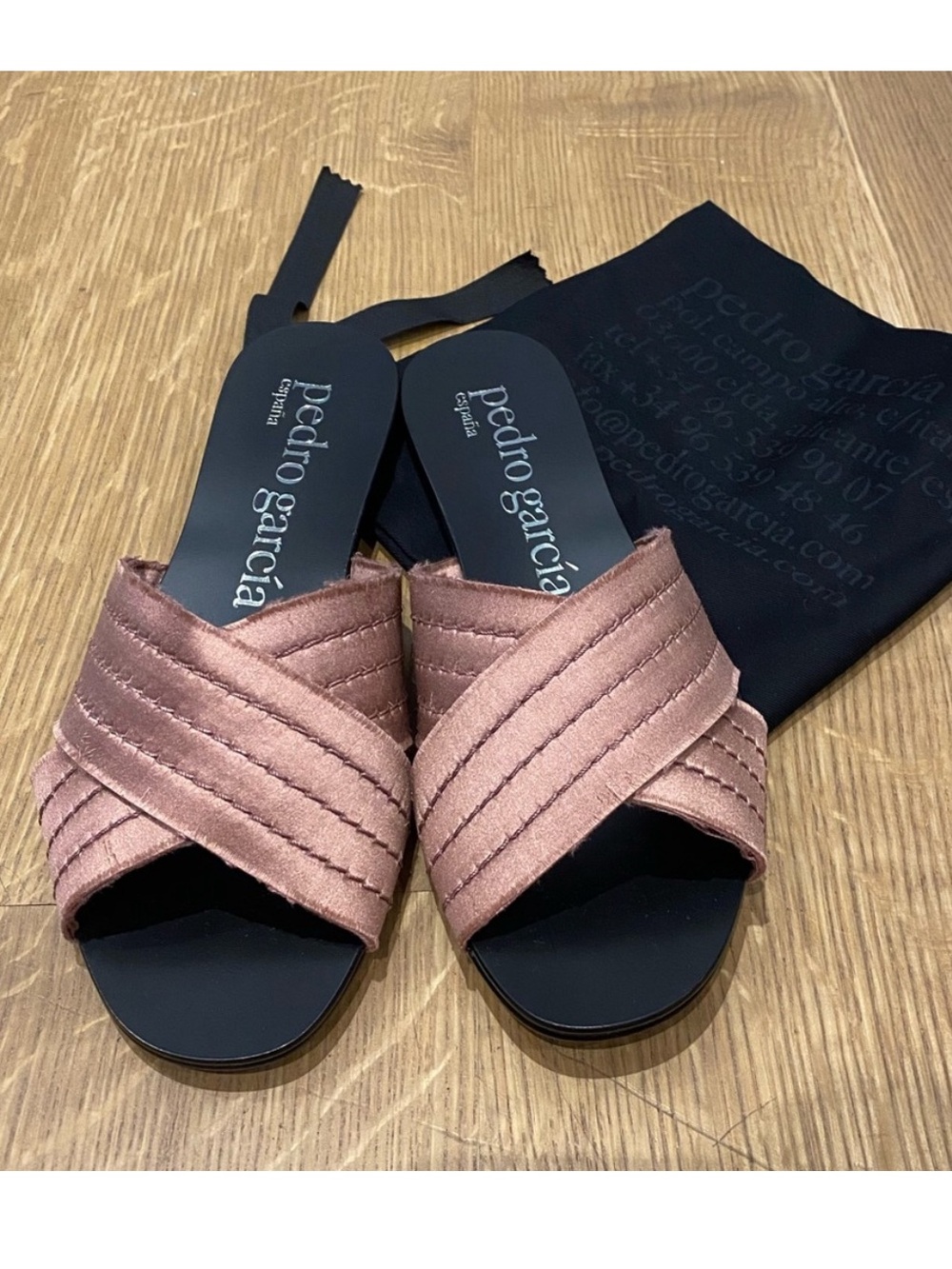 Pedro Garcia Elisa Satin Slide Sandals in Powder